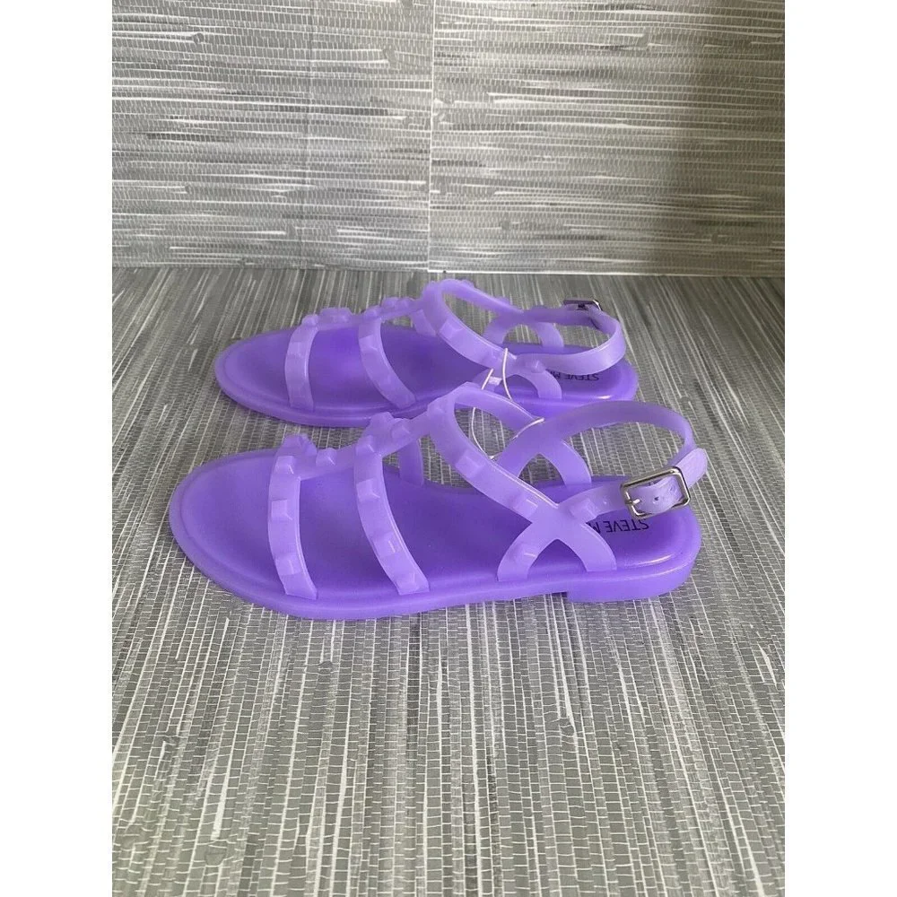 Steve Madden Girls‎ Travel-J Studded Flat Jelly Sandals Purple Size 2